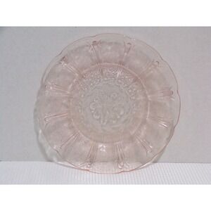 Vintage Jeannette Pink Depression Glass Plate with Cherry Blossom Design at 9in